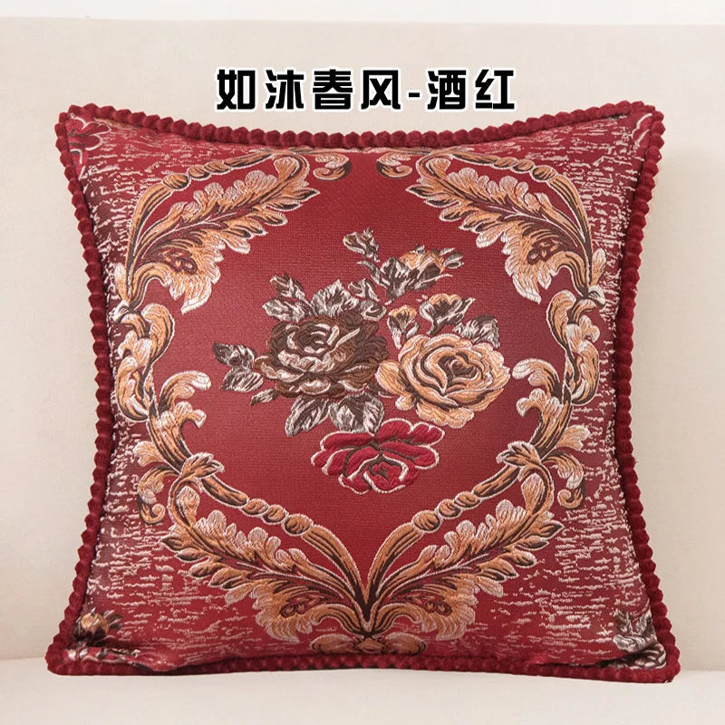 Flowers Embroidery Cushion Cover Embossed Pillowcases Bead String Jacquard Cushion Covers for Living Bedroom Home Decor 48x48cm