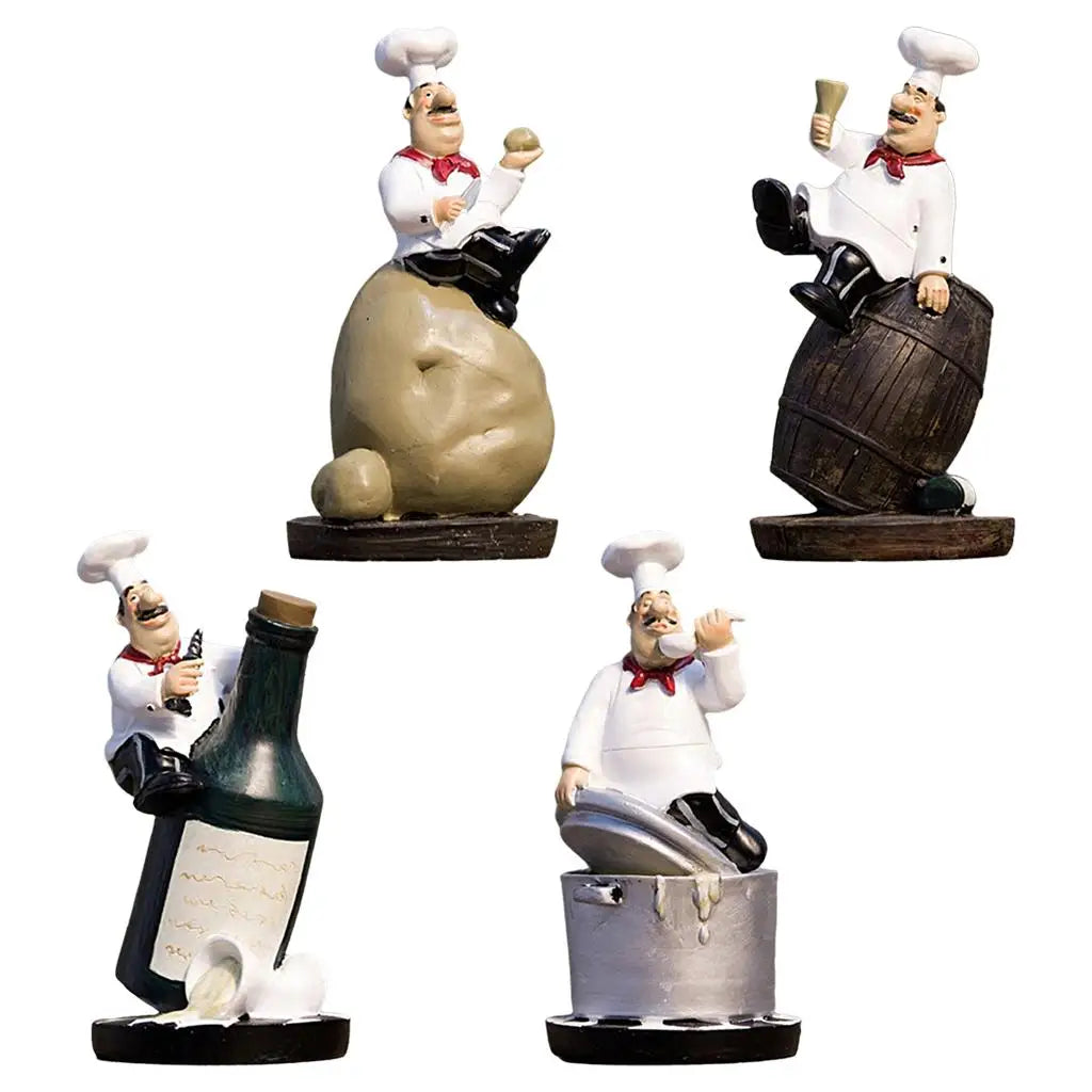 French Decorative Chef Figurine Ornaments - 3D Resin Home Decoration for Gourmet Kitchen Decorations & Collectible Housewarming