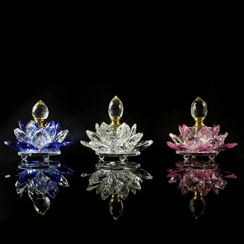3ML Refillable Crystal Glass Lotus Flower Perfume Bottle Arttar Oil Scent Empty Glass Bottle Fragrance Container Gift Home Decor