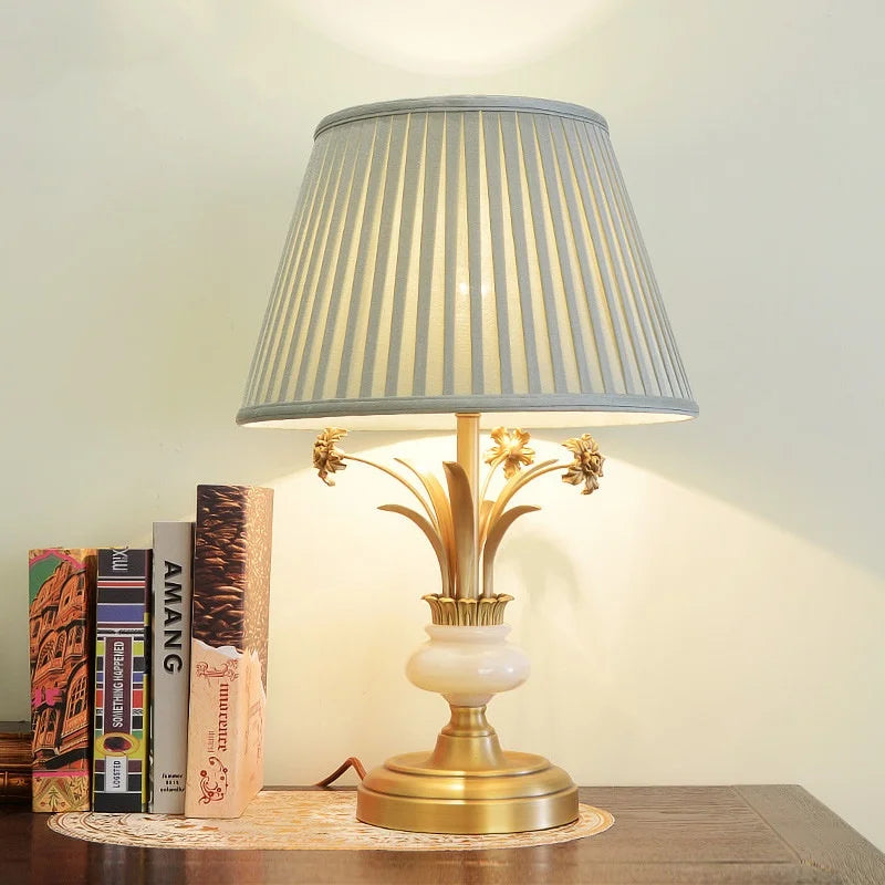 American Modern Minimalist Villa Bedroom Living Room Full Copper Table Lamps