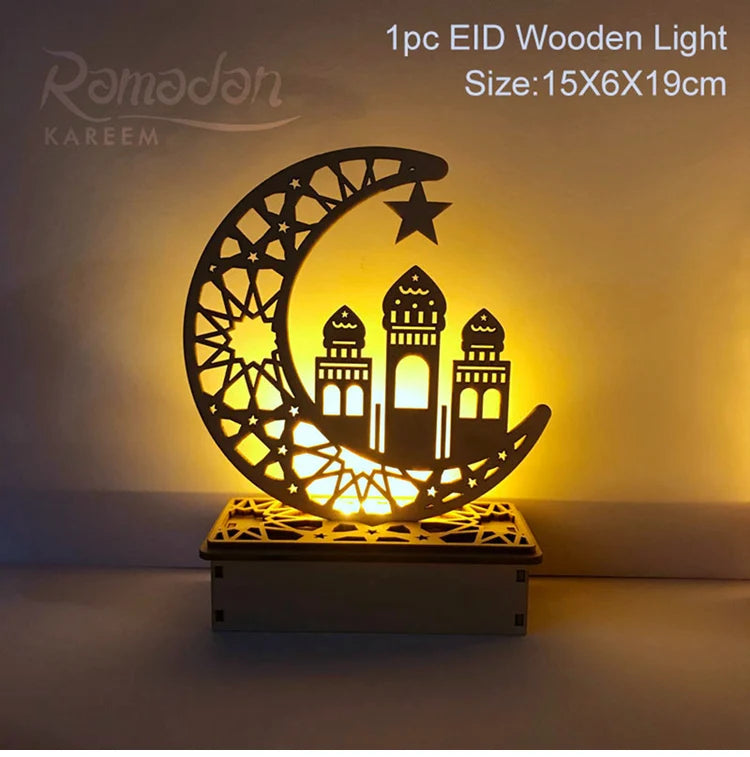 2025 EID Mubarak Wooden Pendant Ramadan Decoration For Home Islamic Muslim Party Decor EID Gifts Abaya AL Adha Kareem Gifts
