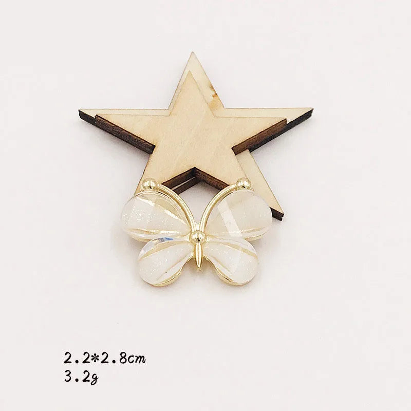 10PCS/Lot 2.2*2.8CM Resin Alloy Flatback Butterfly Button For DIY Clothing Applique Metal Wedding Embellishment Jewelry Craft