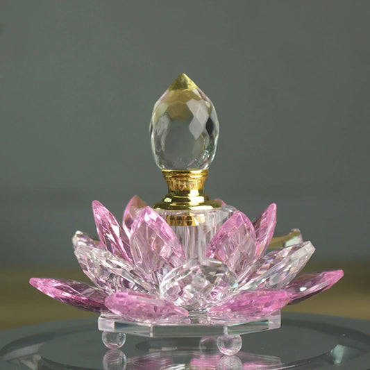 3ML Refillable Crystal Glass Lotus Flower Perfume Bottle Arttar Oil Scent Empty Glass Bottle Fragrance Container Gift Home Decor