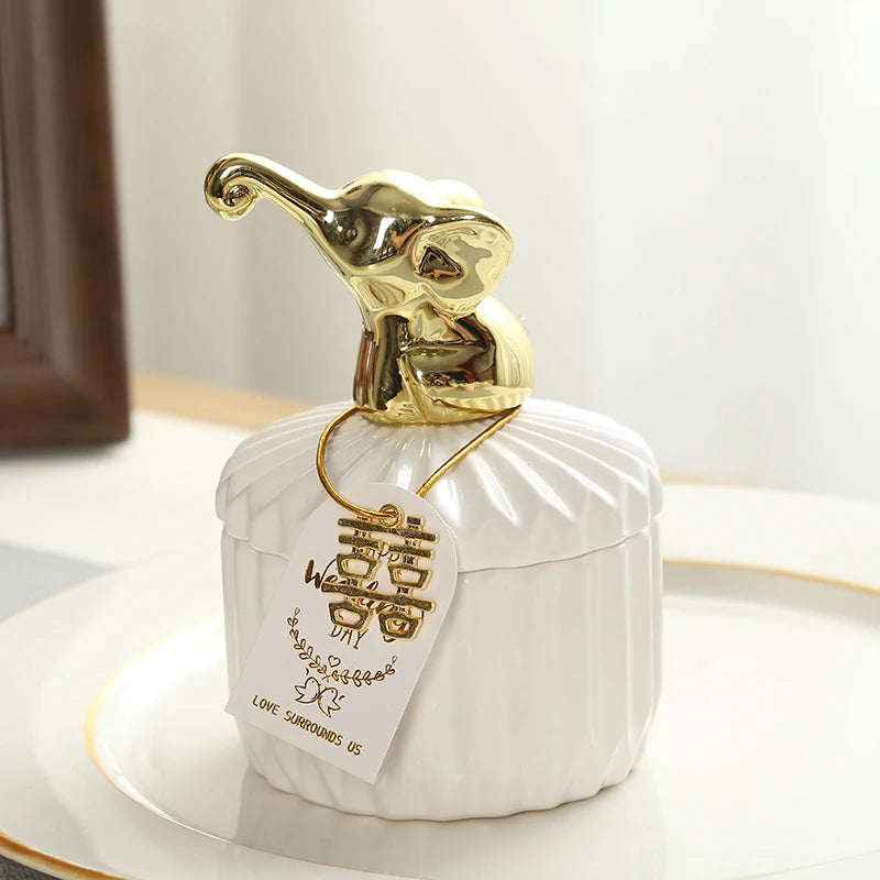 Nordic Golden Animal Ceramic Storage Jar Wedding Holiday Chocolate Candy Jar Dressing Table Jewelry Storage Box Home Decoration