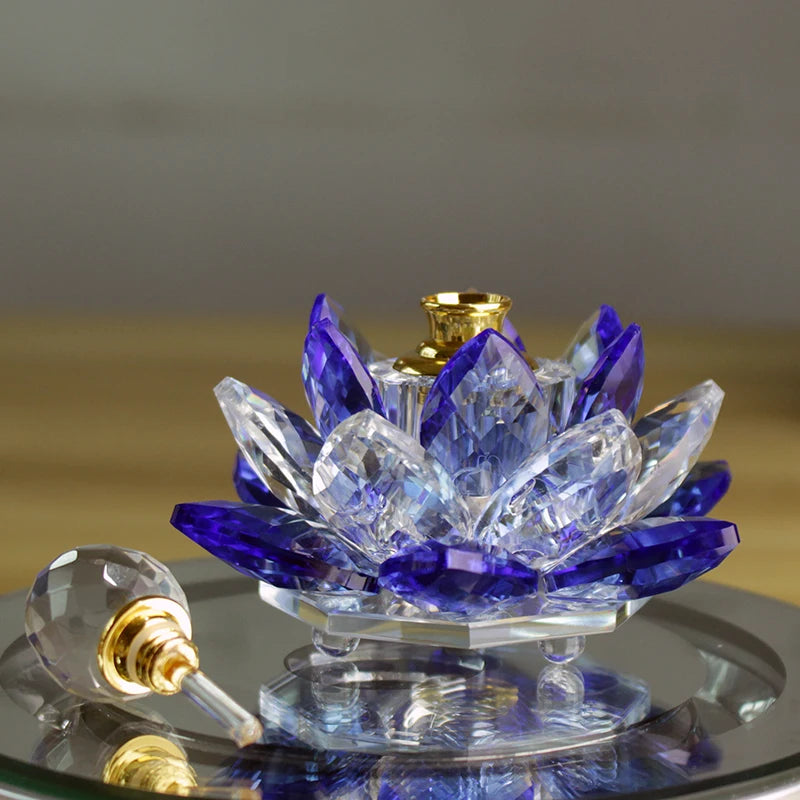 3ML Refillable Crystal Glass Lotus Flower Perfume Bottle Arttar Oil Scent Empty Glass Bottle Fragrance Container Gift Home Decor