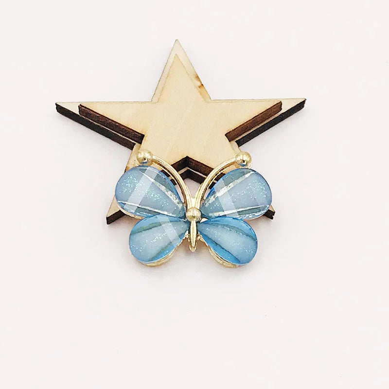 10PCS/Lot 2.2*2.8CM Resin Alloy Flatback Butterfly Button For DIY Clothing Applique Metal Wedding Embellishment Jewelry Craft