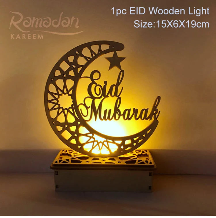 2025 EID Mubarak Wooden Pendant Ramadan Decoration For Home Islamic Muslim Party Decor EID Gifts Abaya AL Adha Kareem Gifts
