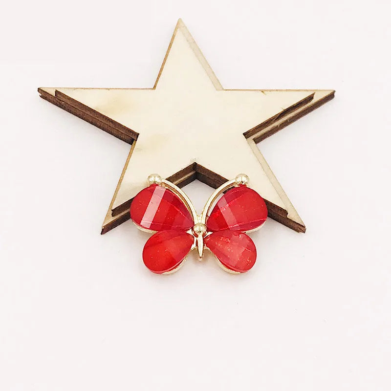 10PCS/Lot 2.2*2.8CM Resin Alloy Flatback Butterfly Button For DIY Clothing Applique Metal Wedding Embellishment Jewelry Craft