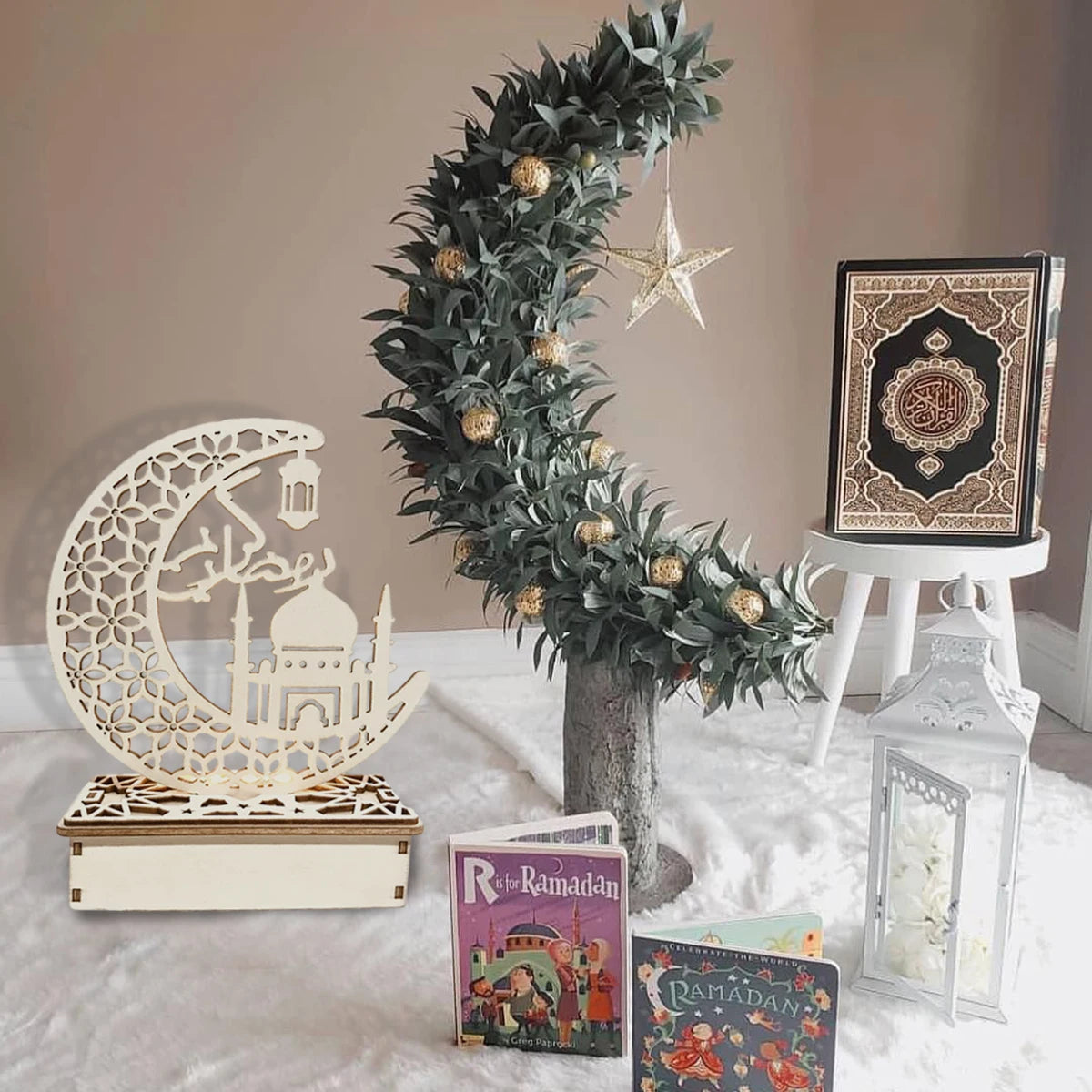 2025 EID Mubarak Wooden Pendant Ramadan Decoration For Home Islamic Muslim Party Decor EID Gifts Abaya AL Adha Kareem Gifts