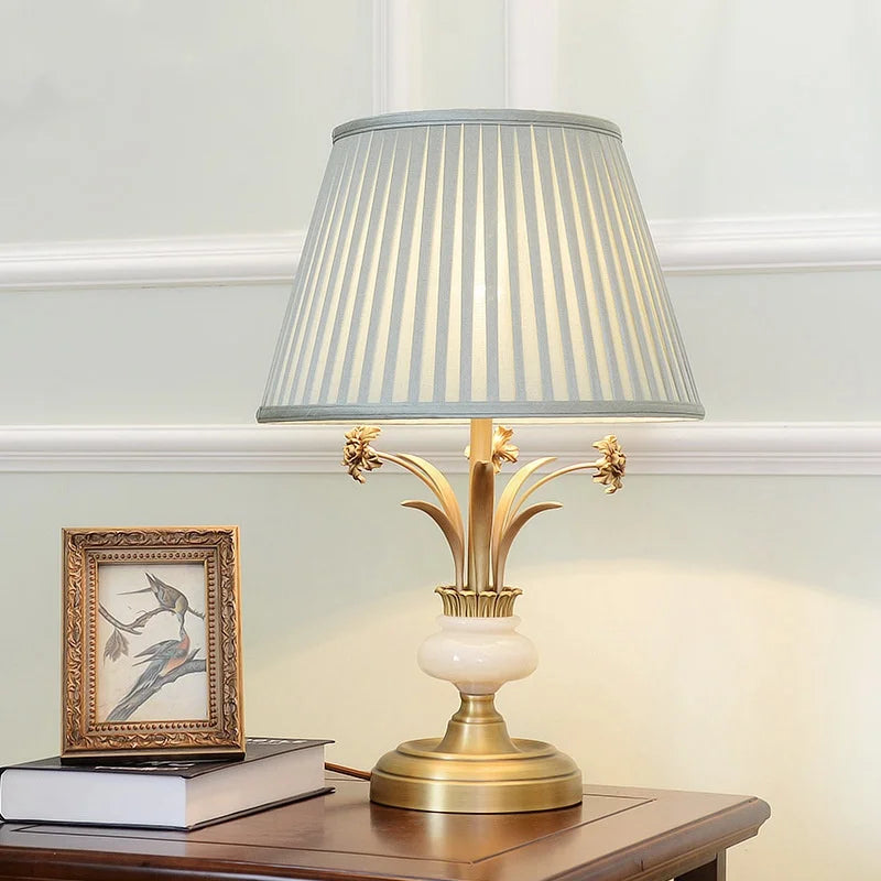American Modern Minimalist Villa Bedroom Living Room Full Copper Table Lamps