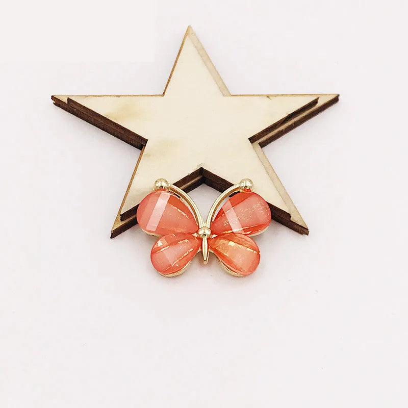 10PCS/Lot 2.2*2.8CM Resin Alloy Flatback Butterfly Button For DIY Clothing Applique Metal Wedding Embellishment Jewelry Craft