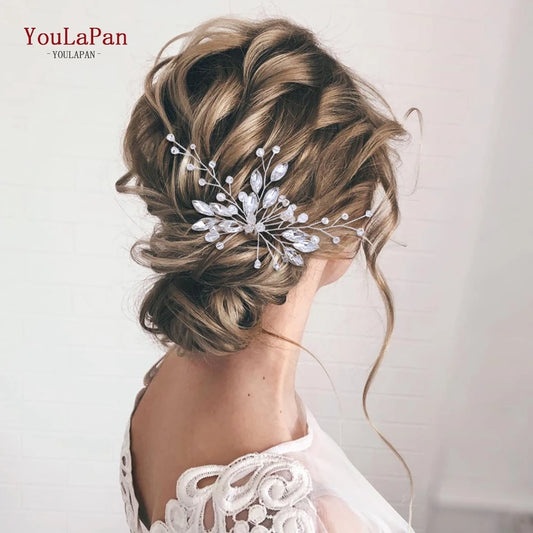 TOPQUEEN U Hair Pins Wedding Hair Accessories Rhinestone Headpieces Ladies Hairs Accessories Korean Women Hair Comb HP103-1