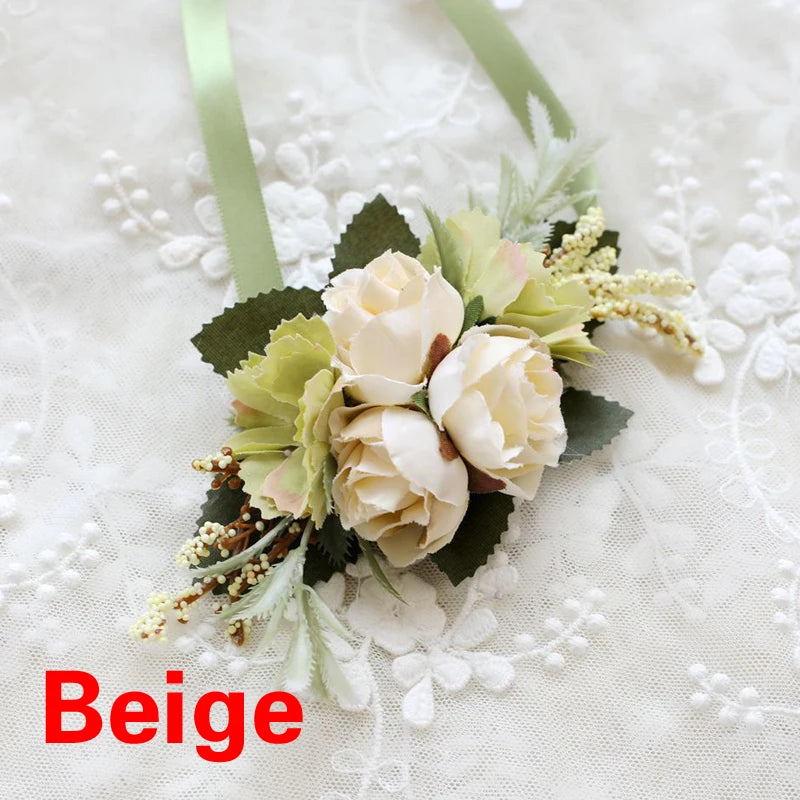 Artificial Silk Plastic Rose Flowers Groom Boutonniere Man Pin Suit Corsage Bridal Wedding Wrist Flower Party Decorations