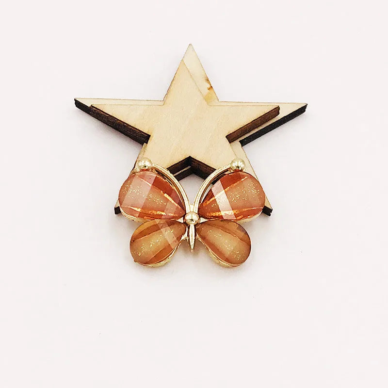 10PCS/Lot 2.2*2.8CM Resin Alloy Flatback Butterfly Button For DIY Clothing Applique Metal Wedding Embellishment Jewelry Craft
