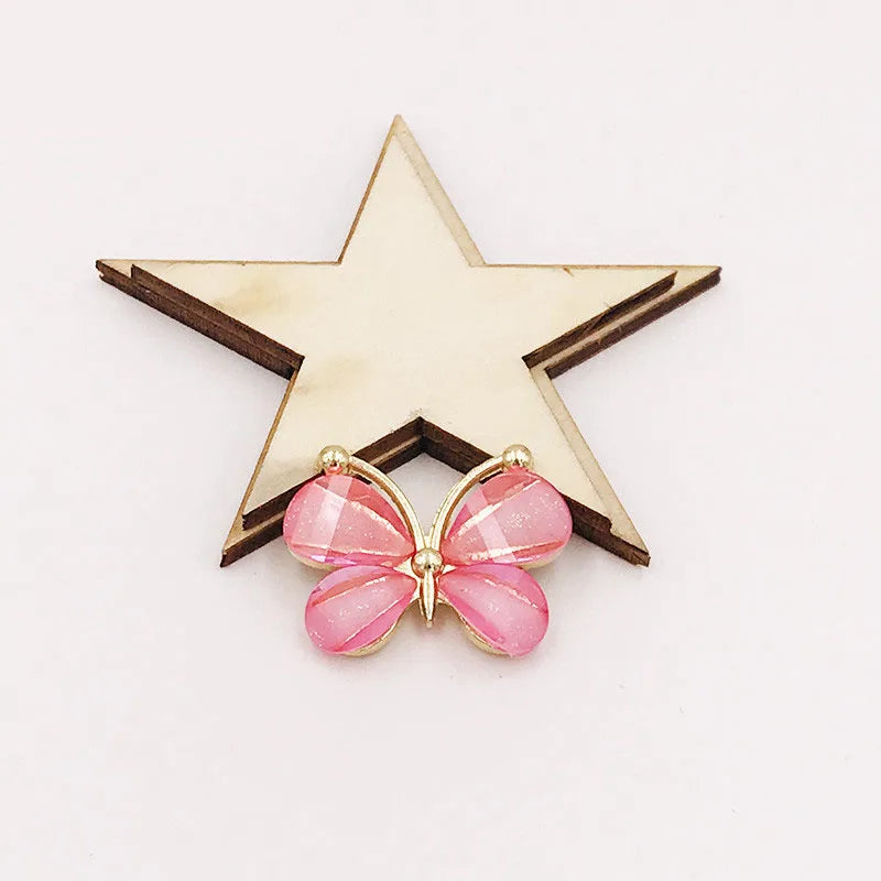 10PCS/Lot 2.2*2.8CM Resin Alloy Flatback Butterfly Button For DIY Clothing Applique Metal Wedding Embellishment Jewelry Craft