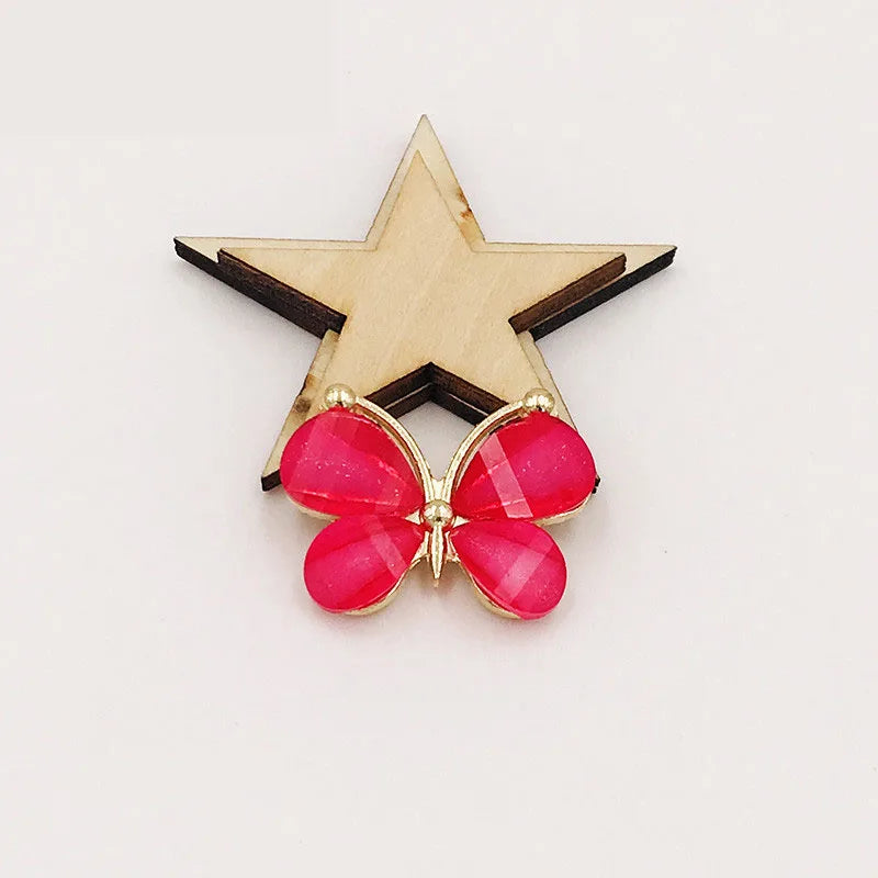 10PCS/Lot 2.2*2.8CM Resin Alloy Flatback Butterfly Button For DIY Clothing Applique Metal Wedding Embellishment Jewelry Craft