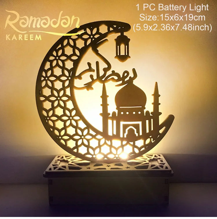 2025 EID Mubarak Wooden Pendant Ramadan Decoration For Home Islamic Muslim Party Decor EID Gifts Abaya AL Adha Kareem Gifts