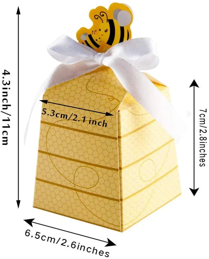 30pcs/Lot Baby Shower Favor Cartoon Honey Bee Paper Candy Box Adorable Kids Birthday Party Decor Newborn Baby Gifts Decor