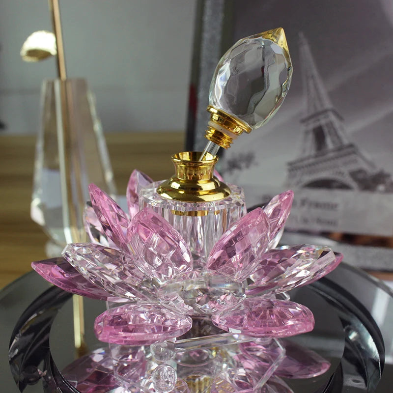 3ML Refillable Crystal Glass Lotus Flower Perfume Bottle Arttar Oil Scent Empty Glass Bottle Fragrance Container Gift Home Decor