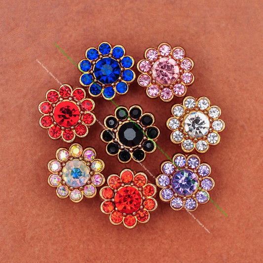 10pcs 14mm Beauty Colorful Rhinestone Crystal Flower Concho Screwback For Leathercraft Belt Saddle Headstall Bridle Decor