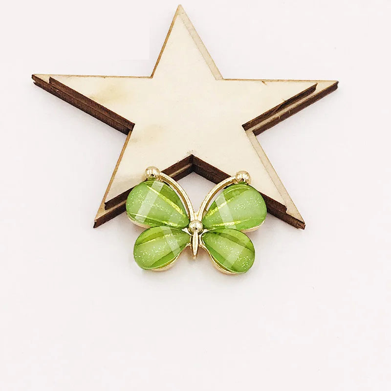 10PCS/Lot 2.2*2.8CM Resin Alloy Flatback Butterfly Button For DIY Clothing Applique Metal Wedding Embellishment Jewelry Craft