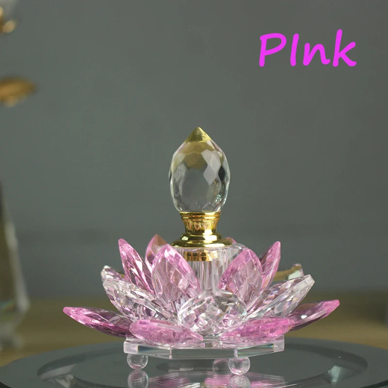3ML Refillable Crystal Glass Lotus Flower Perfume Bottle Arttar Oil Scent Empty Glass Bottle Fragrance Container Gift Home Decor