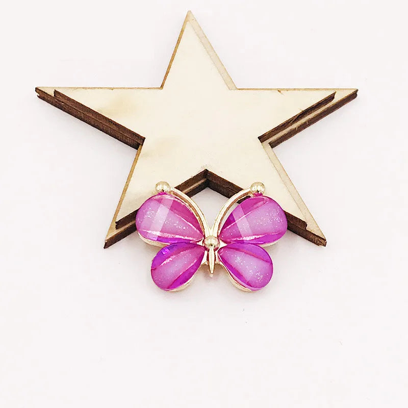 10PCS/Lot 2.2*2.8CM Resin Alloy Flatback Butterfly Button For DIY Clothing Applique Metal Wedding Embellishment Jewelry Craft