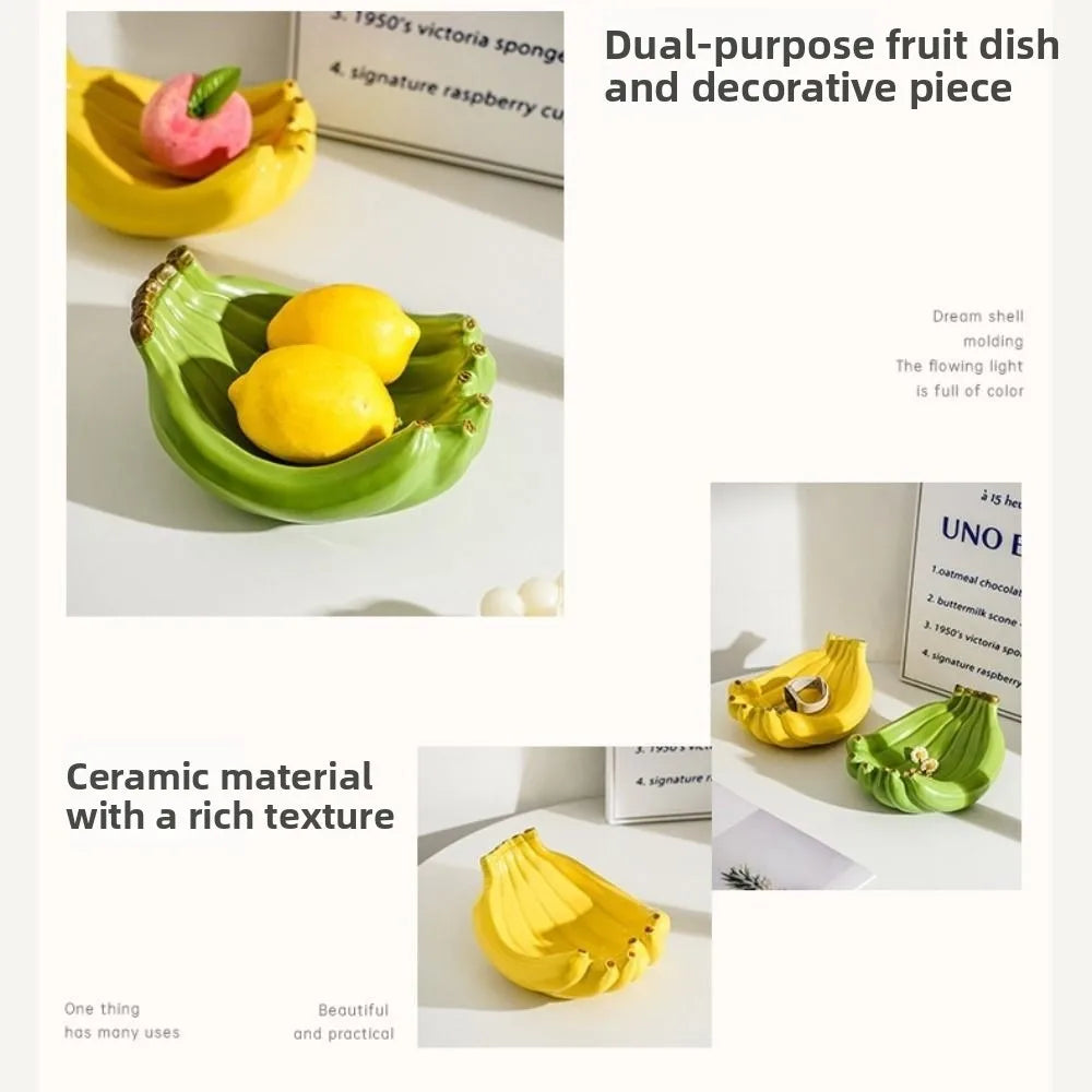 Tableware Ceramic Banana Shaped Storage Tray Durable Exquisite Dessert Plate Creative Fruit Tray Restaurant