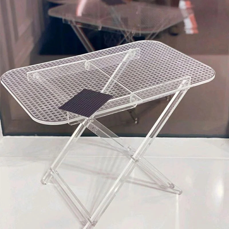 Luxurious Acrylic Coffee Table - Foldable Transparent Edge Table, Stylish Living Room Sofa Table - Patterned Tabletop