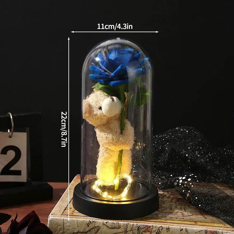 Eternal Rose Flowers Artificial Foil Flower in Glass Glow Immortal Flower LED Roses Lamp Flores Eternas Valentine's Day Gift