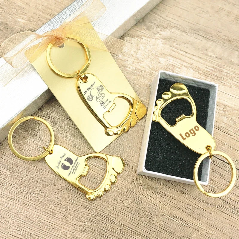 Personalized Baby Foot Favor – Custom Bottle Opener Keychain