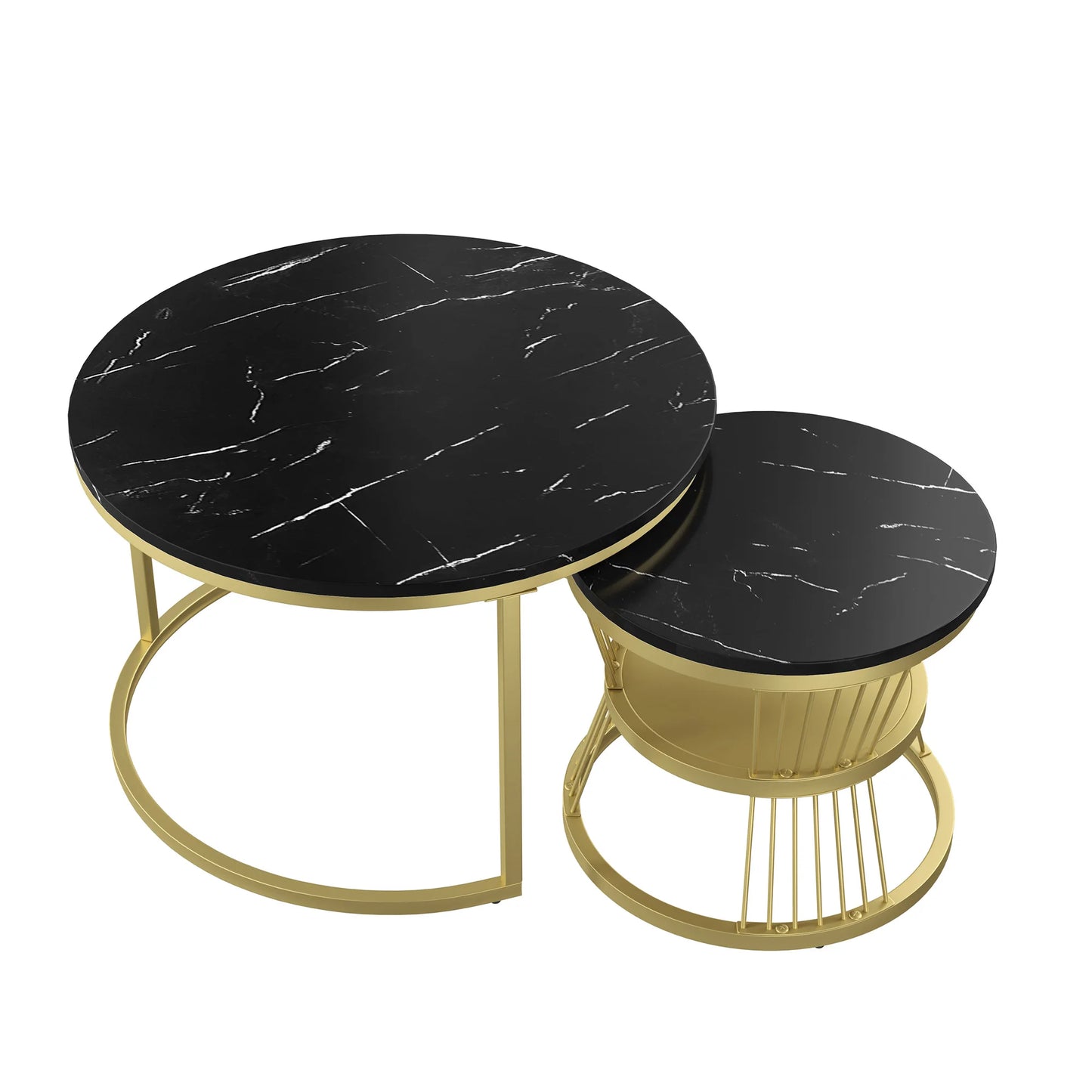 Anajqaqia Modern Coffee Table Set Round End Tables 70x70x45.5cm 45x45x40cm