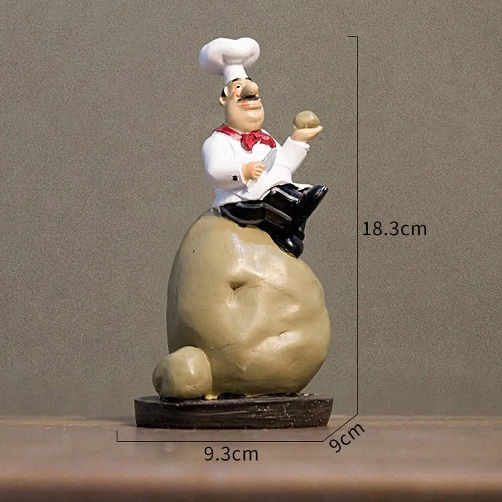 French Decorative Chef Figurine Ornaments - 3D Resin Home Decoration for Gourmet Kitchen Decorations & Collectible Housewarming