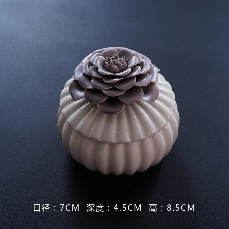 European Style Handmade Pinched Flower Shaped Ceramic Jewelry Box Exquisite Jewelry Organizer Living Room Candy Storage Box