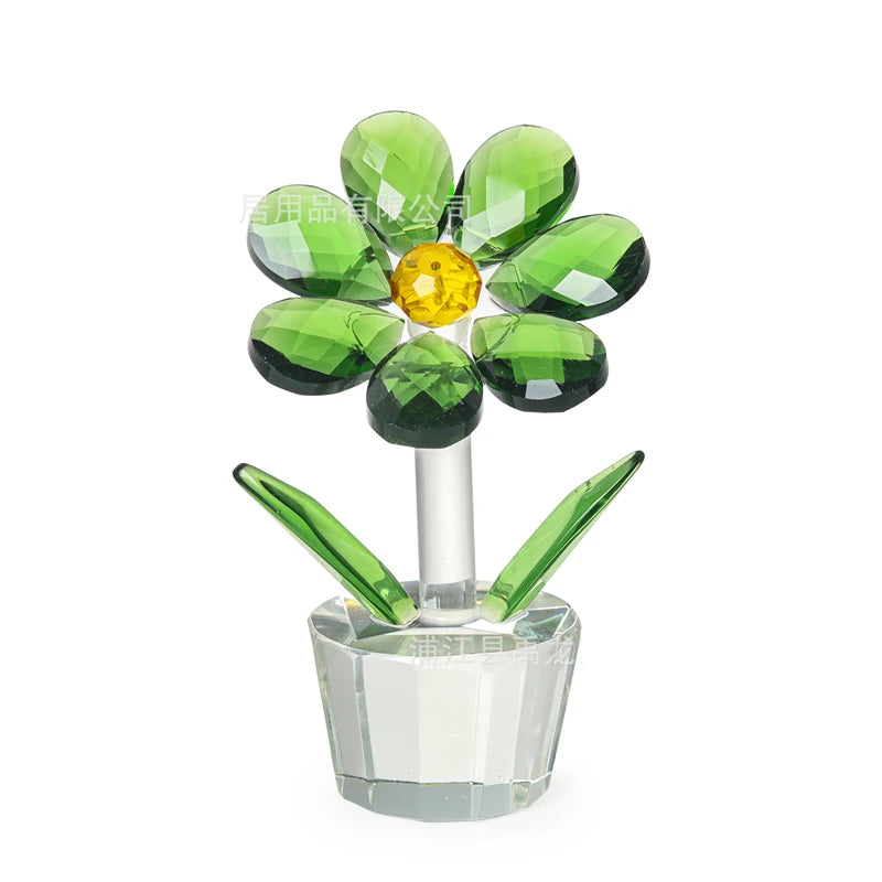 Crystal Sunflower Figurine flowers Collectible Holiday Gifts Birthday Gift Home Table Decor Wedding Decoration Home Ornament