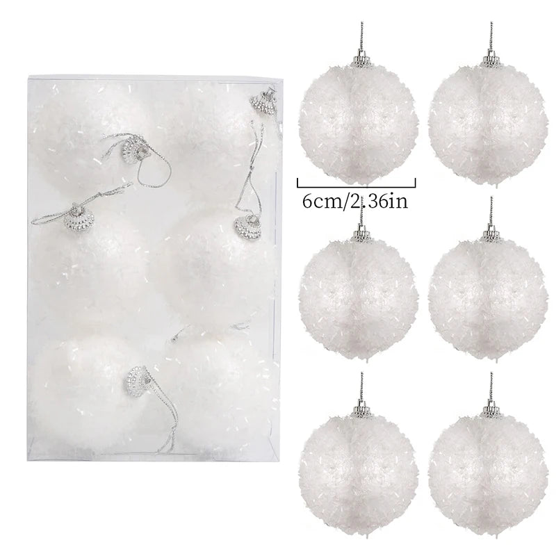 6Pcs 6cm Glitter Christmas Ball Xmas Tree Hanging Ornaments Gold Home Party Decoration Navidad New Year Holiday Gifts Set
