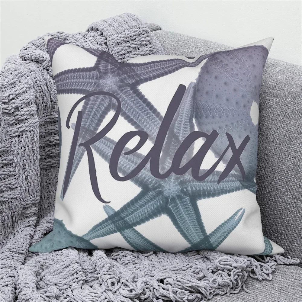Ocean Animals Anchor Ship Decorative Pillowcase Sofa Cushion Cover Throw Pillow Case Home Bedroom Car Decor 40x40 45x45 50x50cm