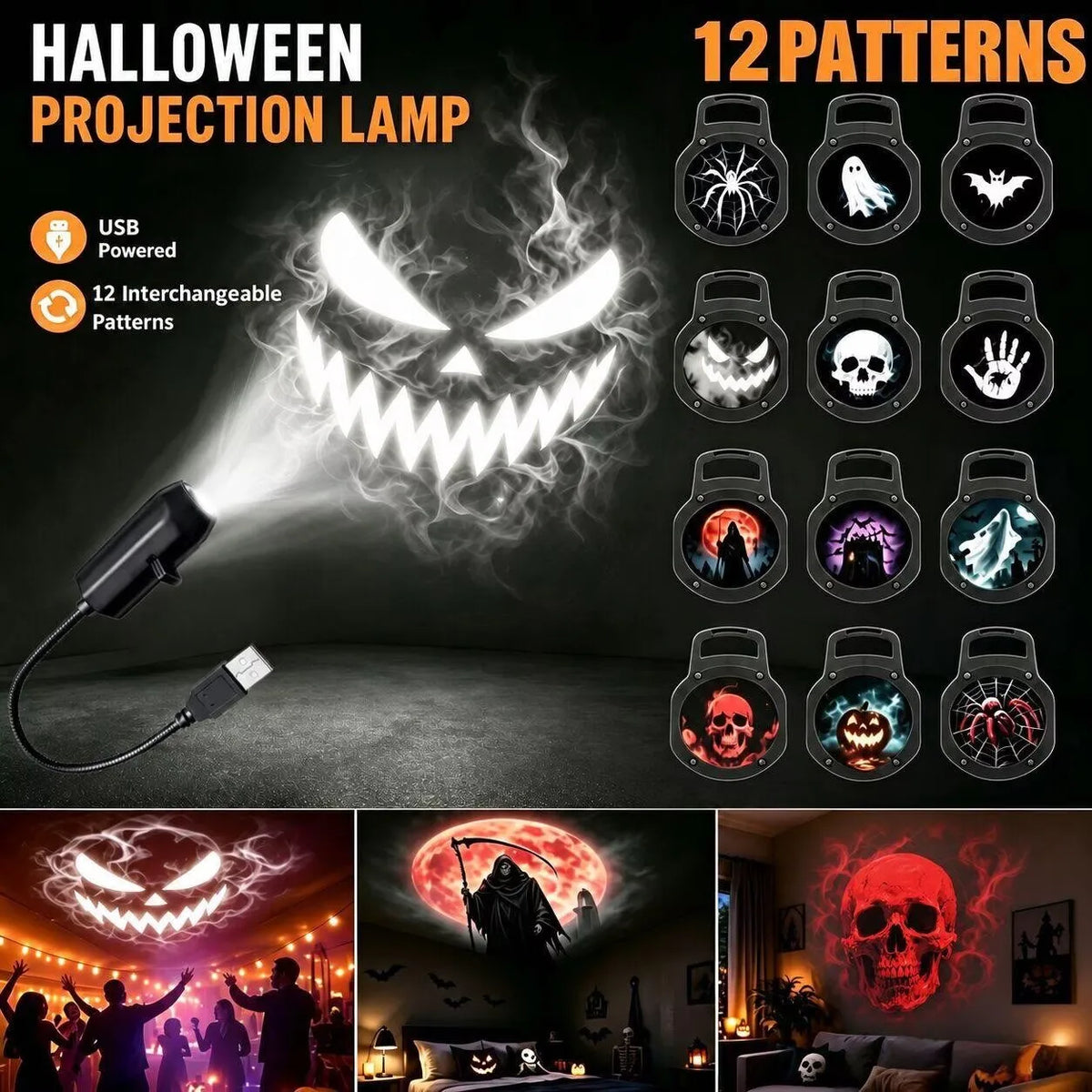 Halloween Ghost & Skull LED Projector Light