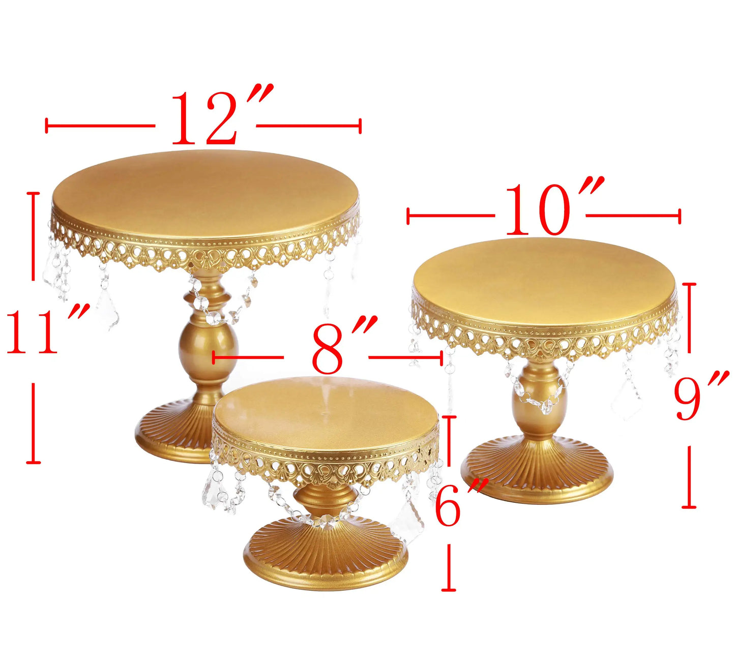 3 sets Gold Metal Cake Stand Set, 8/10/12Inch Round Cake Stand, Cupcake Display Stand, Dessert Table Display Stand for Wedding