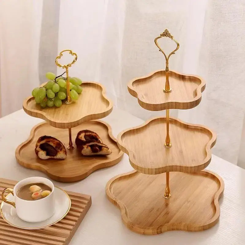 Wooden Cake Tray 2/3rd Floor Dessert Tray Stand Dining Room Dessert Cookie Candy Buffet Stand Holiday Party Decorations