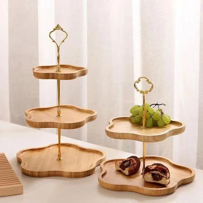 Wooden Cake Tray 2/3rd Floor Dessert Tray Stand Dining Room Dessert Cookie Candy Buffet Stand Holiday Party Decorations