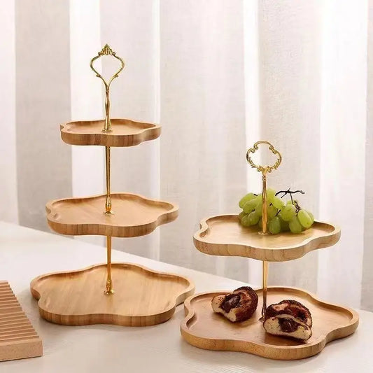 Wooden Cake Tray 2/3rd Floor Dessert Tray Stand Dining Room Dessert Cookie Candy Buffet Stand Holiday Party Decorations