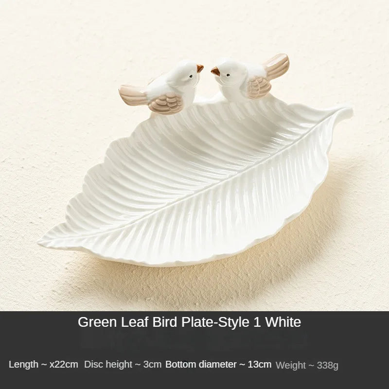 New Cute Bird Dim Sum Tray Ceramic Jewelry Storage Tray Creative Shelf Dim Sum Tray Home Tea Table Desktop Decoration Gifts