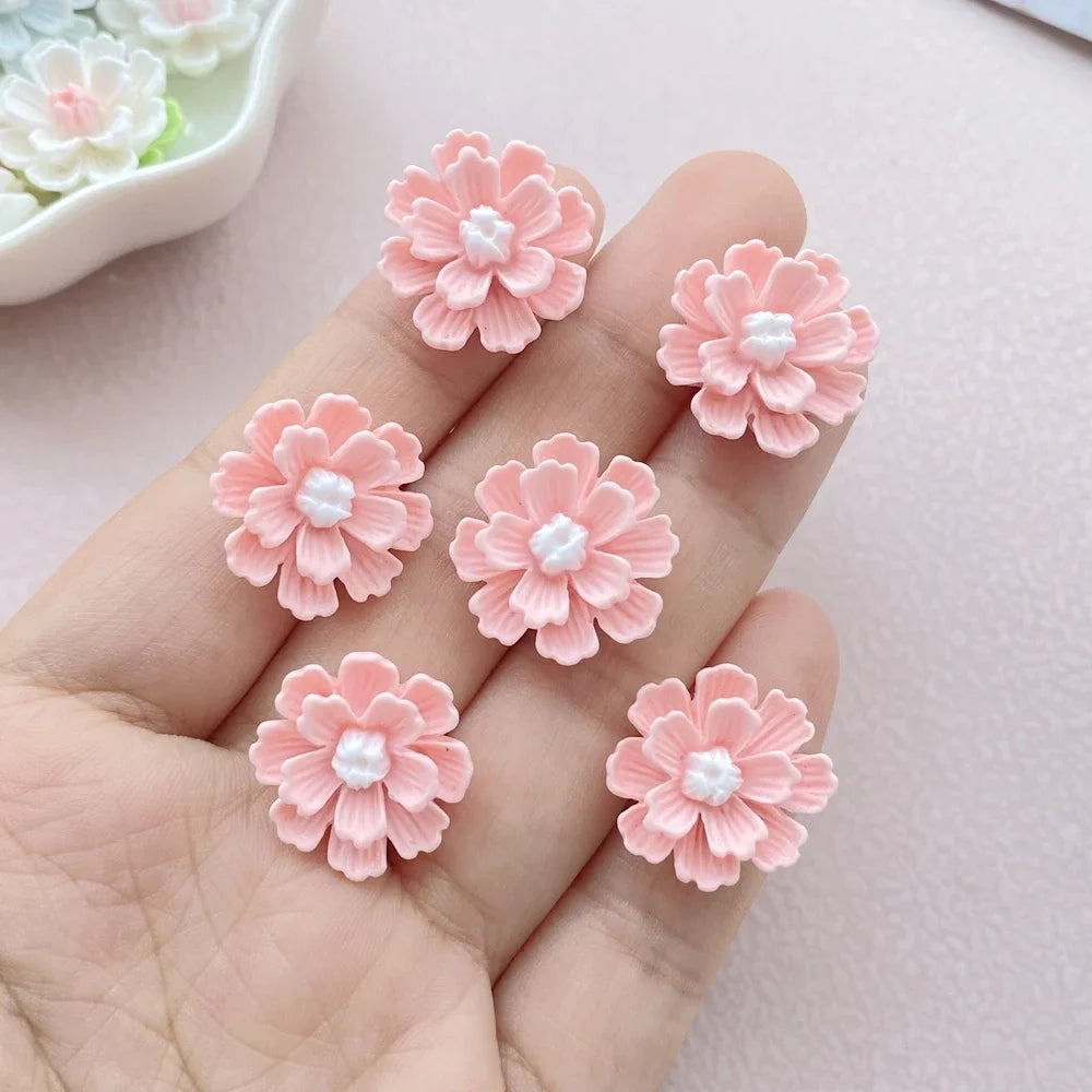 10pcs Resin 17mm Mini Cute Flower Flatback Rhinestone Scrapbook Ornaments DIY Wedding Appliques Craft