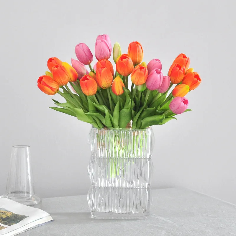5pcs/Bouquet Mini New Silicone Tulip 25cm Artificial Flower Real Touch Fake Plant Bouquet for Wedding Decoration Home Garen
