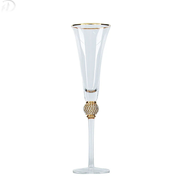 Creative Leadless Wedding Crystal Cocktail Cup, Champagne Glass, Red Wine Cup, Gold Rim, Enamel Color Goblet, Gift