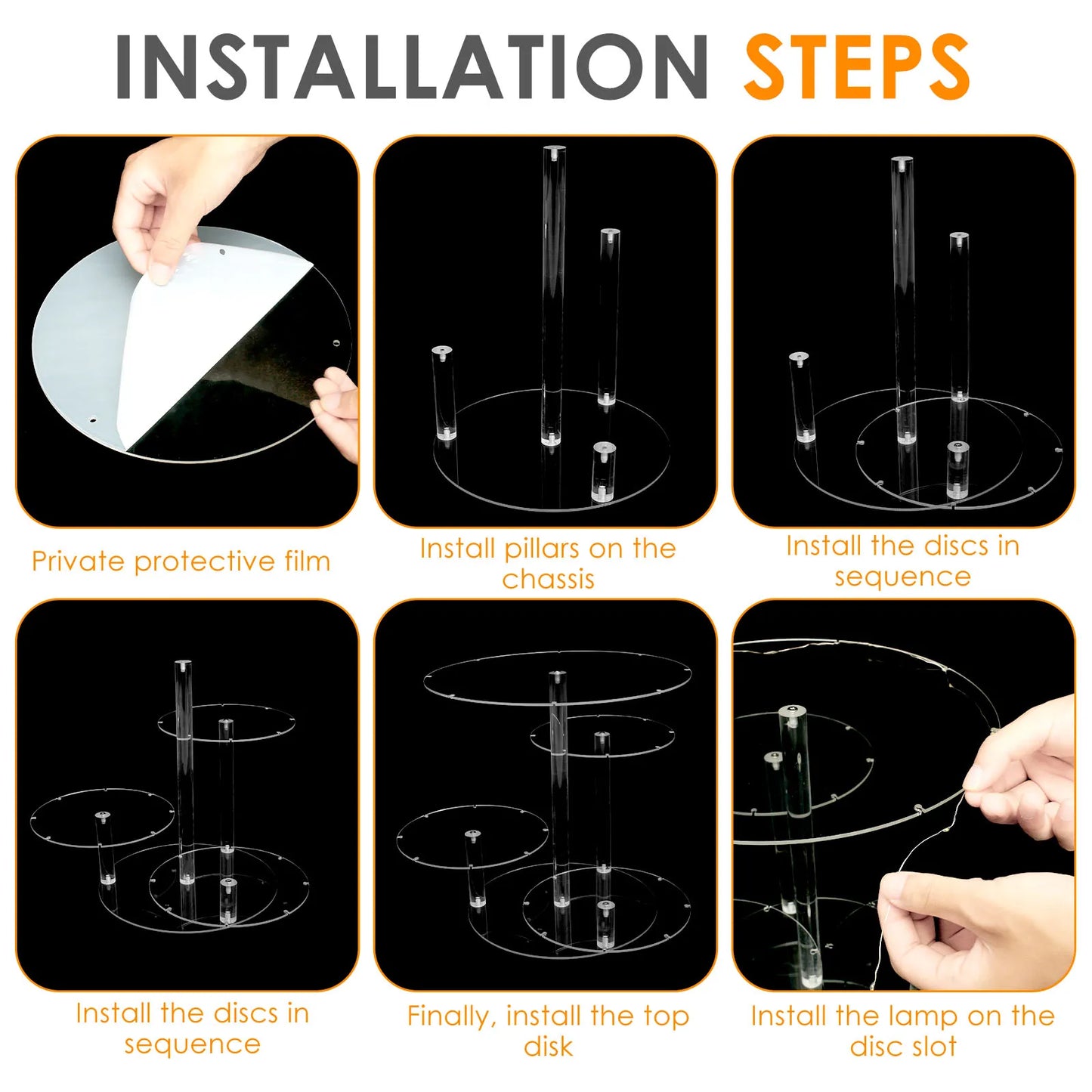 4 Tier Acrylic Cake Stand Dessert Cupcake Tray Glow Showcase Holder Birthday Party Decoration Large-Capacity Display Safe