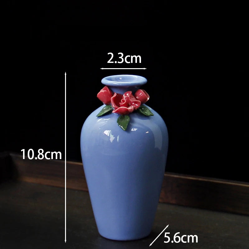 Hand-painted Vase Ornaments Ceramic Mini Flower Inserted Dry Flower Fragrance Bottle Home Desktop Decoration Crafts