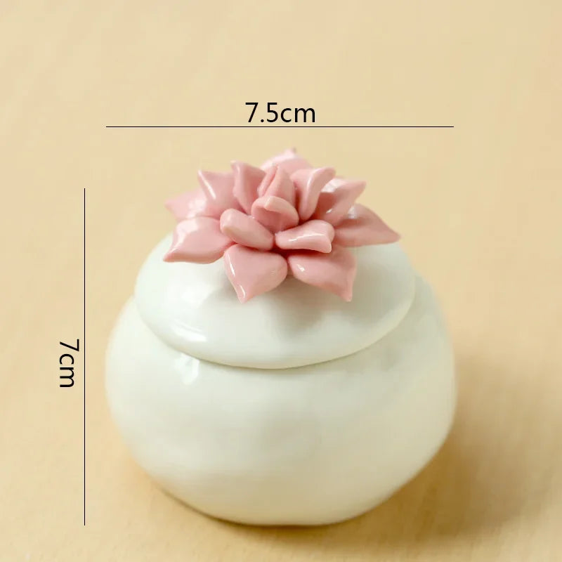 Hand Drawn Flower Ceramic Storage Jar Wedding Candy Box Jewelry Storage Box Storage Container Creative Gift Jar Home Decoration