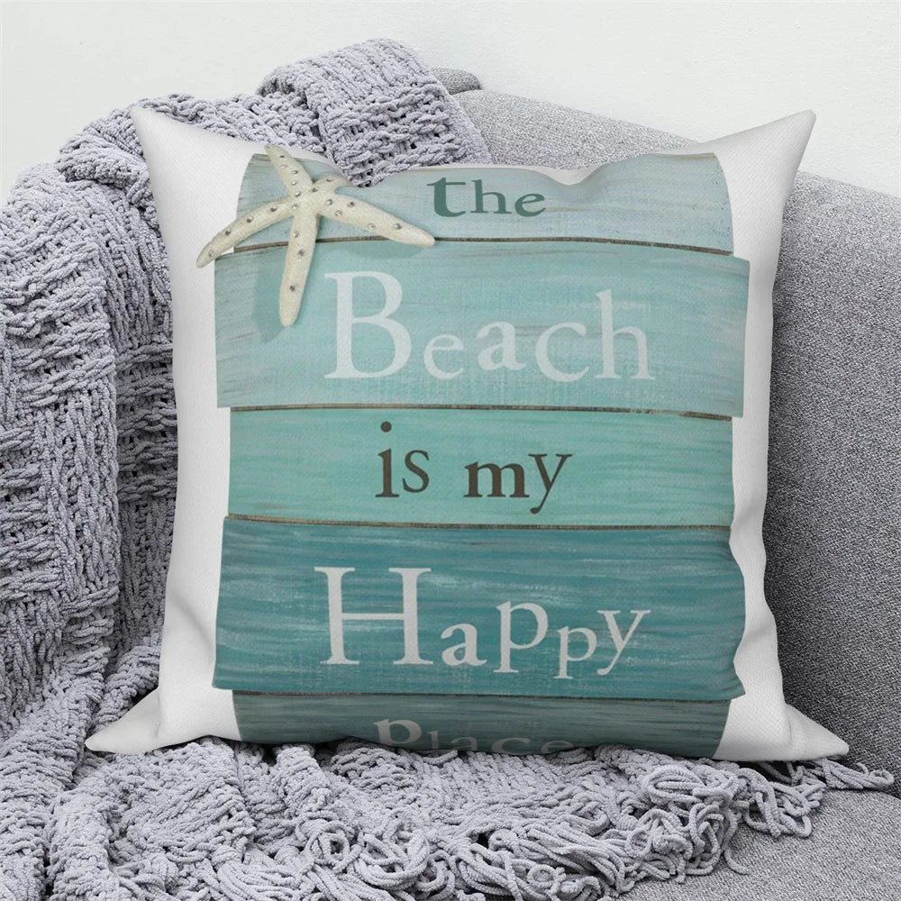 Ocean Animals Anchor Ship Decorative Pillowcase Sofa Cushion Cover Throw Pillow Case Home Bedroom Car Decor 40x40 45x45 50x50cm
